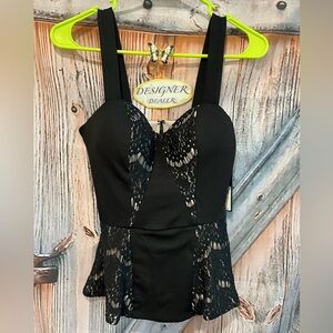 GUESS Laila Lace Peplum Padded Bustier Top Small NWT